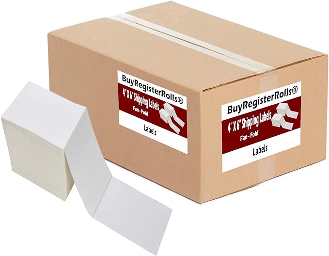 4" x 6" Thermal Postage Perforated Shipping, (4x6 Fan-Fold Lables) 1 Stack = 1000 Labels ( 46-1-1000 )