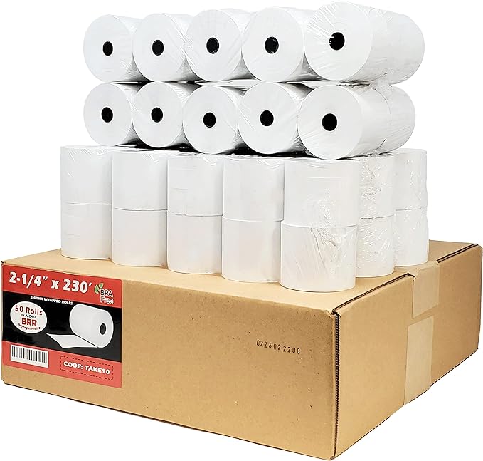 2 1/4" x 230' 48 GSM, Thermal Receipt Cash Register Rolls ( 50 Rolls ) ( 214230-50 )