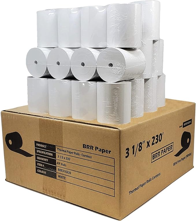 3 1/8" x 230' 55 GSM, Thermal Paper Receipt Rolls ( 32 Rolls ) ( 318230-32 )