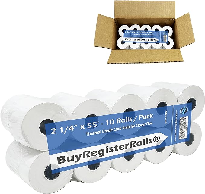 2 1/4" x 55' Thermal Receipt Paper ( 10 Rolls ) (21455-10)