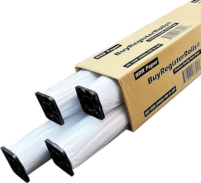 24" x 150' ( 75 GSM ) Plotter Paper, White CAD Paper Rolls ( 4 Rolls ) ( 24150-4 )