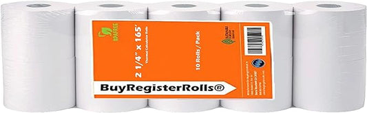 2 1/4" x 165' Thermal Paper Cash Register  ( 10 Rolls ) (214165-10)