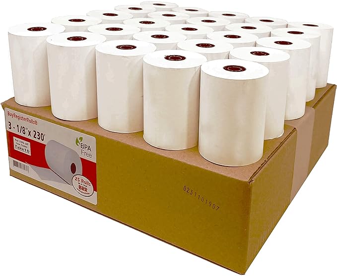 3 1/8" x 230' 55 GSM Thermal Receipt Printer Paper, ( 1 Case - 25 Rolls ) ( 318230-25 )