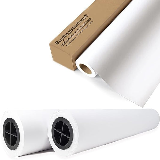 24" x 150' ( 80 GSM ) Plotter Paper, Ultra-White CAD Paper Rolls ( 1 Case - 4 Rolls ) ( 24150-4 )