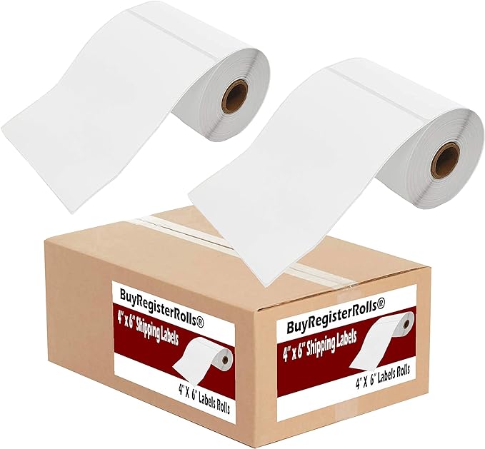 4" x 6" Thermal Perforated Postage Shipping Labels ( 2 ROLLS = 500 Labels ) ( 46-2-500 )