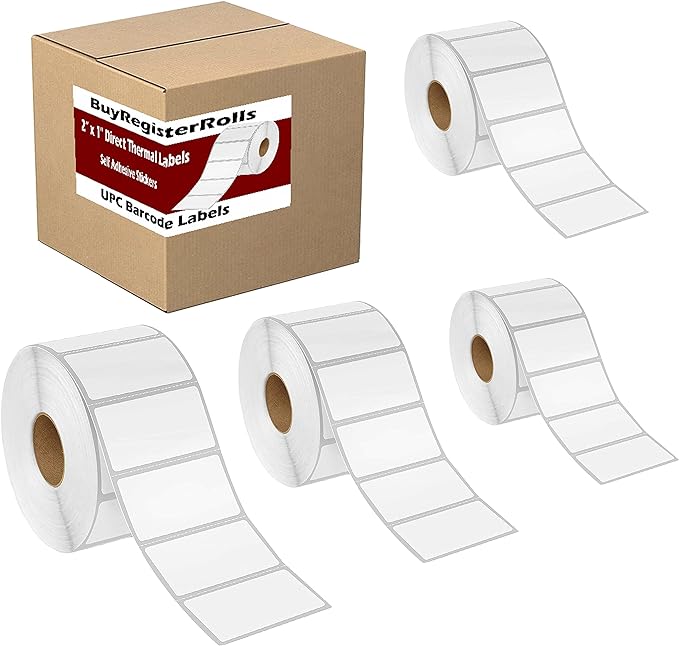 2" x 1" Thermal Adhesive Shipping Labels, Barcode Address Labels ( 12 ROLL = 15600 Labels ) (21-12-15600)