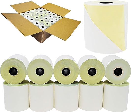 3" x 95' 2-Ply White/Canary, Kitchen Printer Paper Carbonless ( 25 Rolls ) ( 3295-25 )