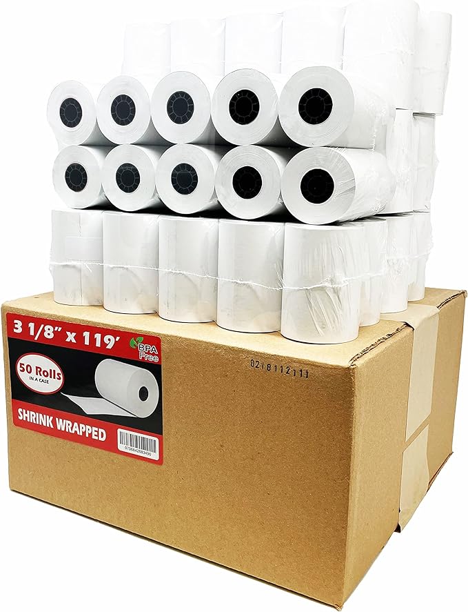 3 1/8" x 119' Thermal POS Receipt Paper ( 50 Rolls ) ( 318119-50 )